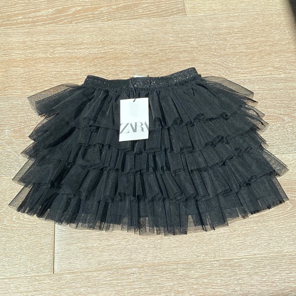 Zara Other - NWT Zara Girls skirt size 9-10 black tulle cute(new kids layers ruffles elastic)